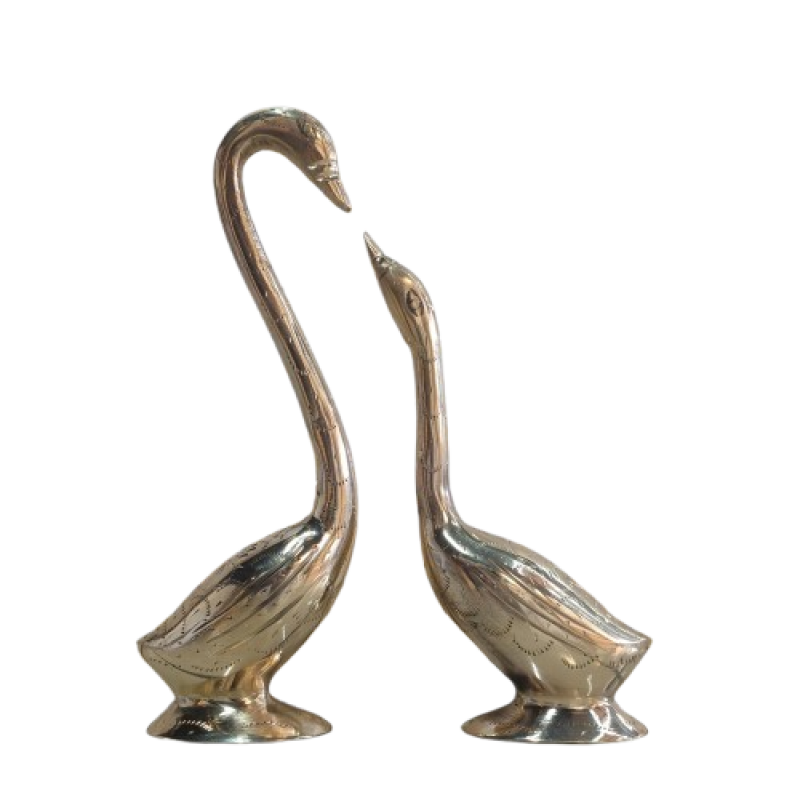 Showpiece Golden colour Swan Set made of Brass Decorative Table Top Figurine  for Decor and Gifting